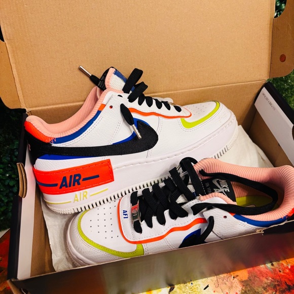 Nike Air Force 1 White with Bold Multicolor Highlights - Picture 1 of 3